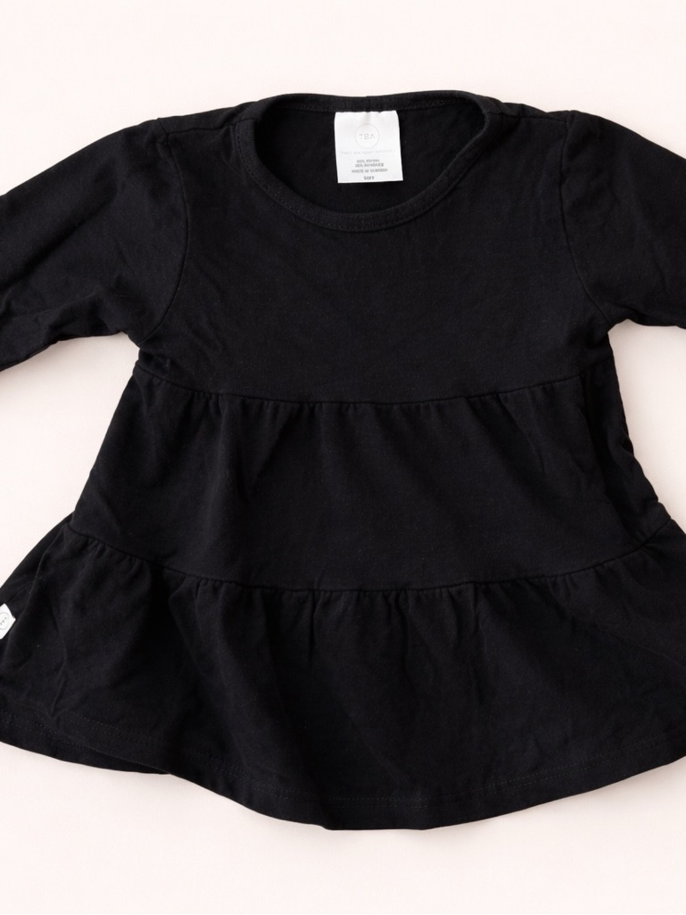 Tiny Button Apparel TBA Black Tiered 3/4 Sleeve Tee for Toddler